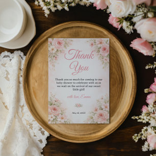Romantic Pink Wildflower Baby Shower Thank You Card