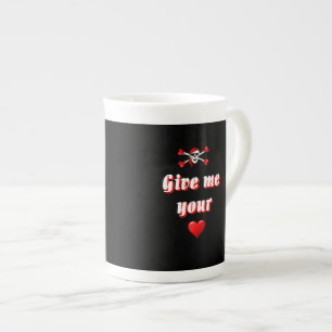 Romantic Pirate and Vaentines love hearts Bone China Mug