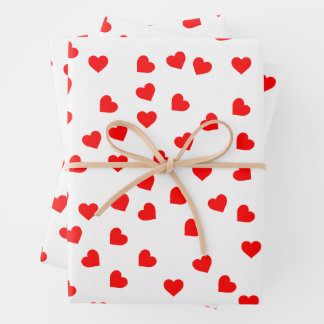 Romantic Playful Red Heart pattern Wrapping Paper Sheet