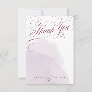 Romantic plum wedding calligraphy thank you card