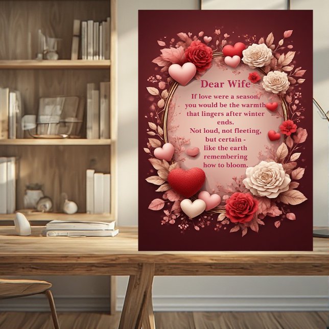 Romantic Poem Couples Red Roses Hearts Vintage Plaque (Romantic Poem Couples Red Roses Hearts Vintage Plaque)