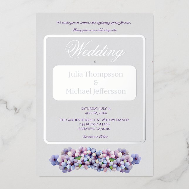 Romantic Poetic Lilac Watercolor Floral Wedding (Front)