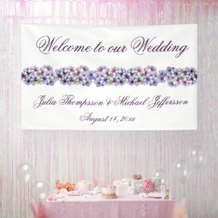 Romantic Poetic Lilac Watercolor Floral Wedding Banner