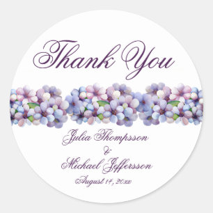 Romantic Poetic Lilac Watercolor Floral Wedding Classic Round Sticker