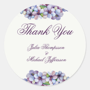Romantic Poetic Lilac Watercolor Floral Wedding Classic Round Sticker