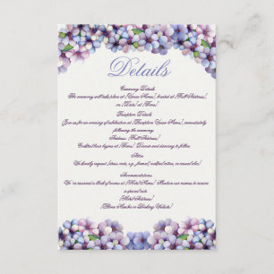 Romantic Poetic Lilac Watercolor Floral Wedding Enclosure Card