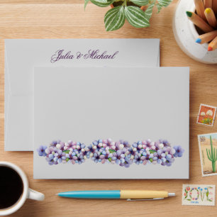 Romantic Poetic Lilac Watercolor Floral Wedding Envelope