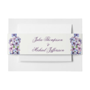 Romantic Poetic Lilac Watercolor Floral Wedding Invitation Belly Band