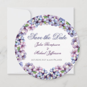 Romantic Poetic Lilac Watercolor Floral Wedding Save The Date
