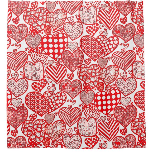Romantic Polka Heart Doodle Red White (Front)