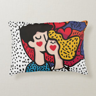 Romantic Pop Art Illustration of a Loving Couple Accent Pillow