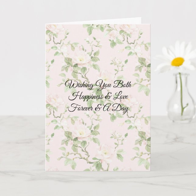 Romantic Pretty Blush Flowers Wedding Card (Small Plant)