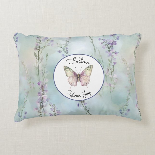 Romantic Pretty Lavender Flowers Accent Pillow (Front)