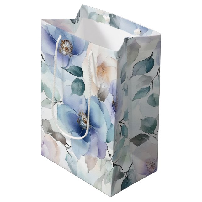 Romantic Pretty Lavender Flowers Bridal Shower Medium Gift Bag (Front Angled)