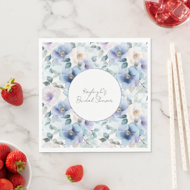 Romantic Pretty Lavender Flowers Bridal Shower Napkin (Insitu)
