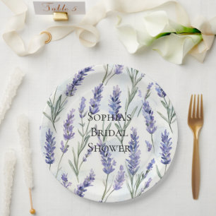 Romantic Pretty Lavender Flowers Bridal Shower Paper Plate