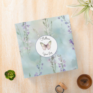 Romantic Pretty Lavender Flowers Butterfly Joy Binder
