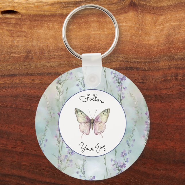 Romantic Pretty Lavender Flowers Keychain (Front)