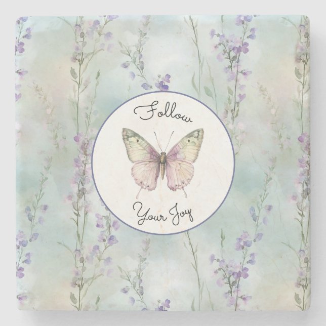 Romantic Pretty Lavender Flowers Stone Coaster (Front)