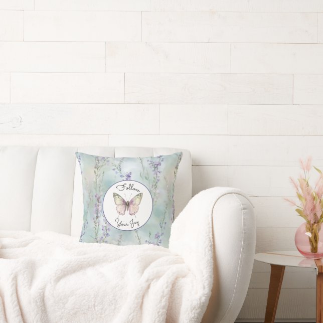 Romantic Pretty Lavender Flowers Throw Pillow (Couch)