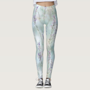 Romantic Pretty Purple Flowers Bridal Shower Leggings
