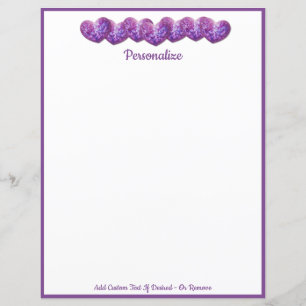 Romantic Pretty Row of Purple Hearts Personalized