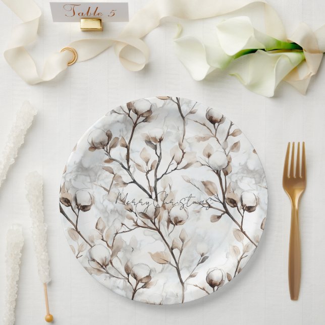 Romantic Pretty White Flowering Tree Wedding Paper Plate (Wedding)