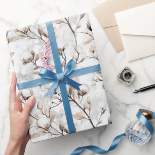 Romantic Pretty White Flowering Tree Wedding Wrapping Paper