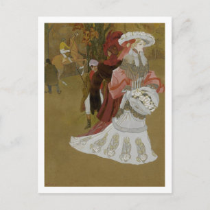 Romantic, Pretty Woman, Fashion, Vintage Postcard