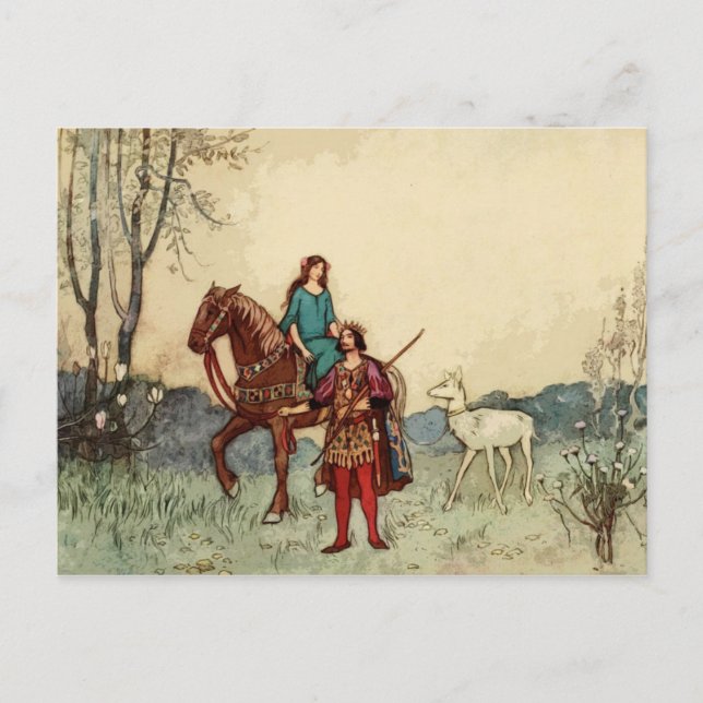Romantic Prince and Princess Vintage Fairy Tale Postcard (Front)