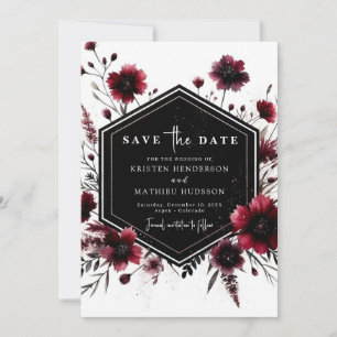 Romantic Printable Burgundy Wedding  Save The Date