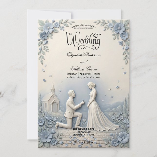 Romantic Proposal Scene Wedding   Invitation (Front)