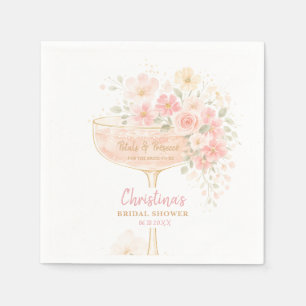 Romantic Prosecco & Petals Bridal Shower Napkin