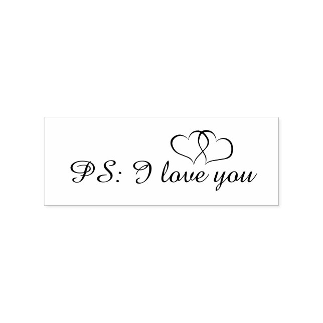 Romantic PS I Love You Hearts Rubber Stamp (Imprint)