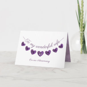Romantic purple 33rd Bunting wife Card
