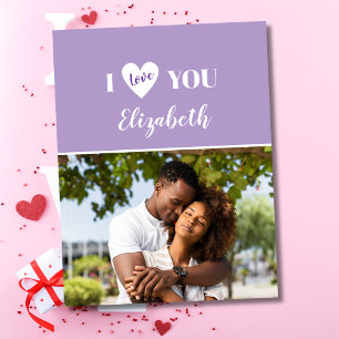 Romantic Purple 5 Photo I Love You Valentine's Day Card