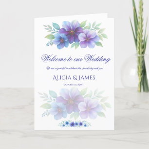 Romantic Purple Blue Botanical Watercolor Wedding  Program