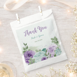 romantic purple blue flowers greenery wedding favour bag
