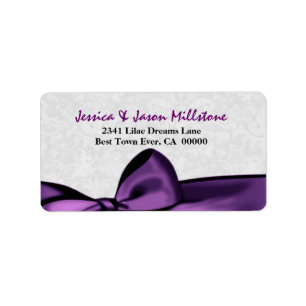 Romantic Purple Bow Wedding Label