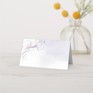 Romantic purple calligraphy vintage wedding place card