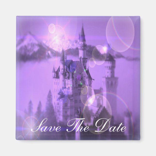 Romantic purple castle gothic wedding magnet (Front)
