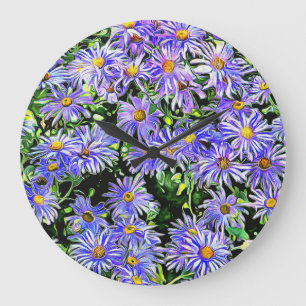 Romantic Purple Daisies Large Clock
