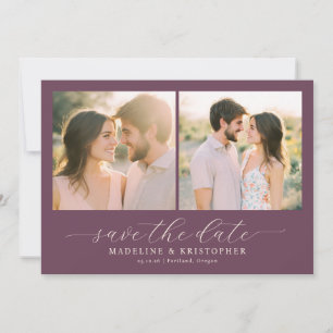 Romantic Purple Elegant Photo Collage Save The Date
