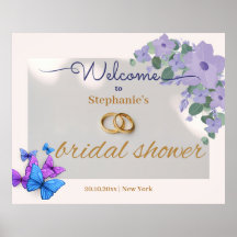 romantic purple floral bridal shower welcome sign