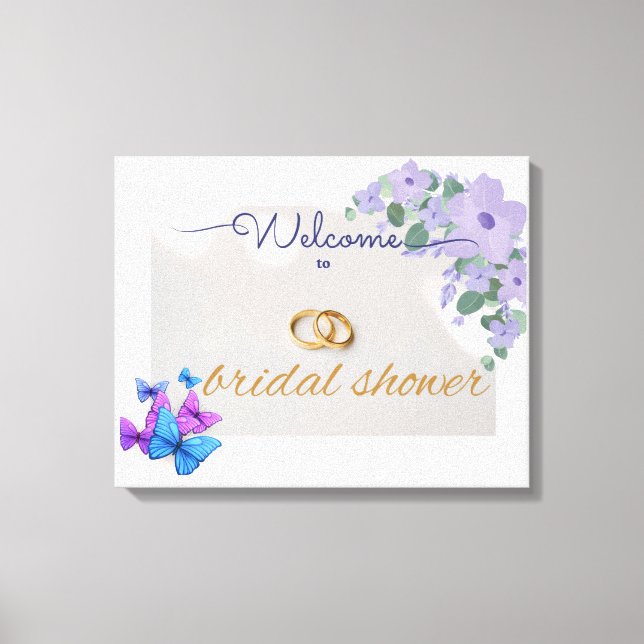 romantic purple floral bridal shower welcome sign (Front)