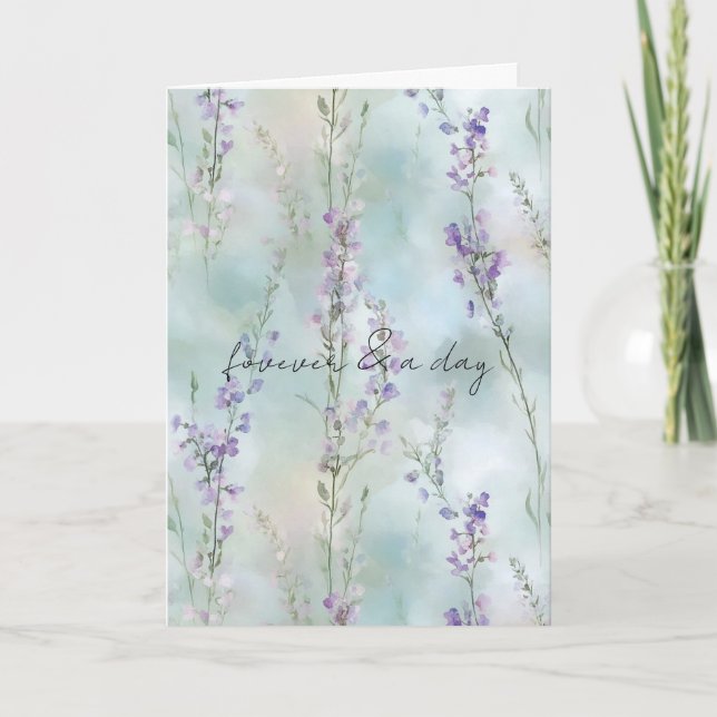 Romantic Purple Floral Love Wedding   Card (Front)