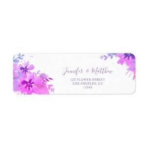 Romantic Purple Floral Return Address Label