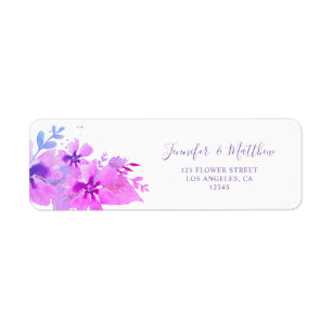 Romantic Purple Floral Return Address Label