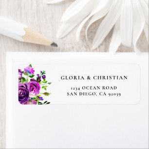 Romantic Purple Floral Return Address Label