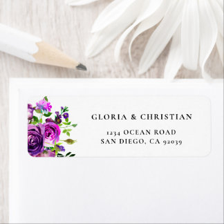 Romantic Purple Floral Return Address Label